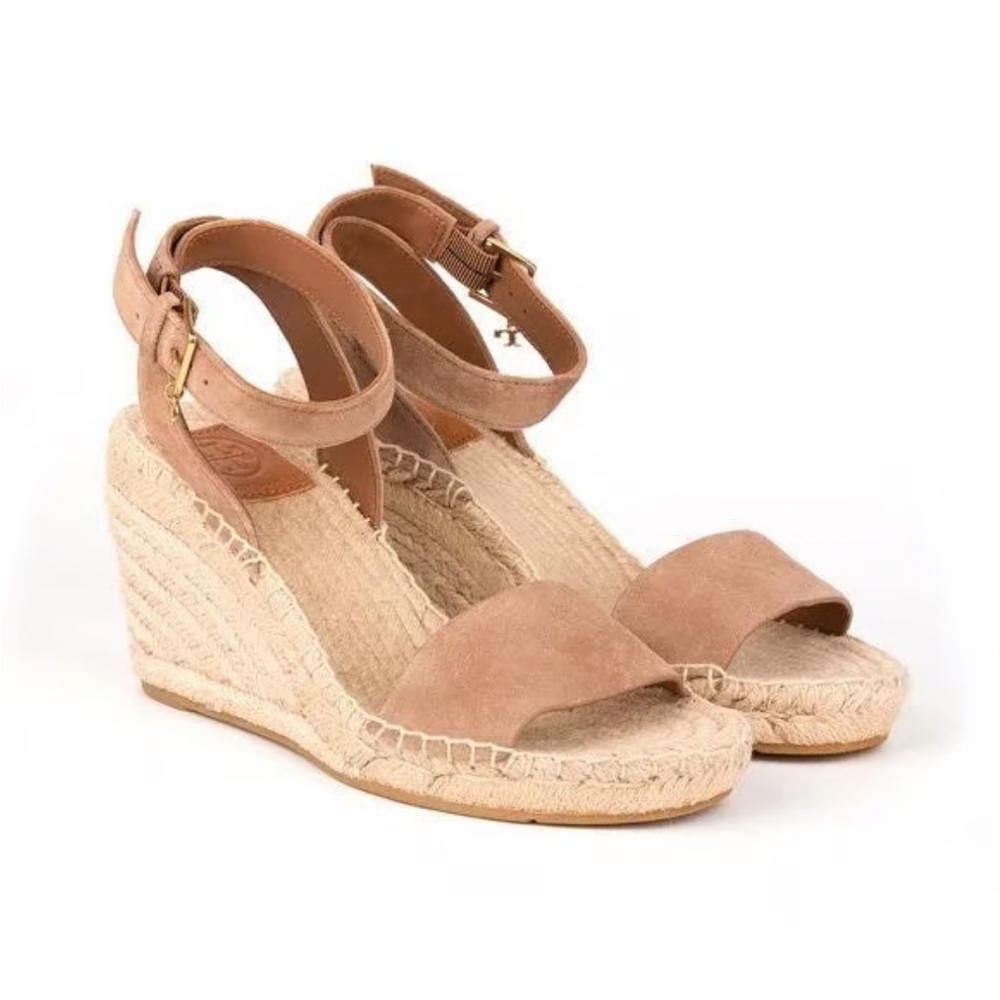 TORY BURCH Laurel Wedge Espadrilles Wrap Around Straps Women’s Size 7.5